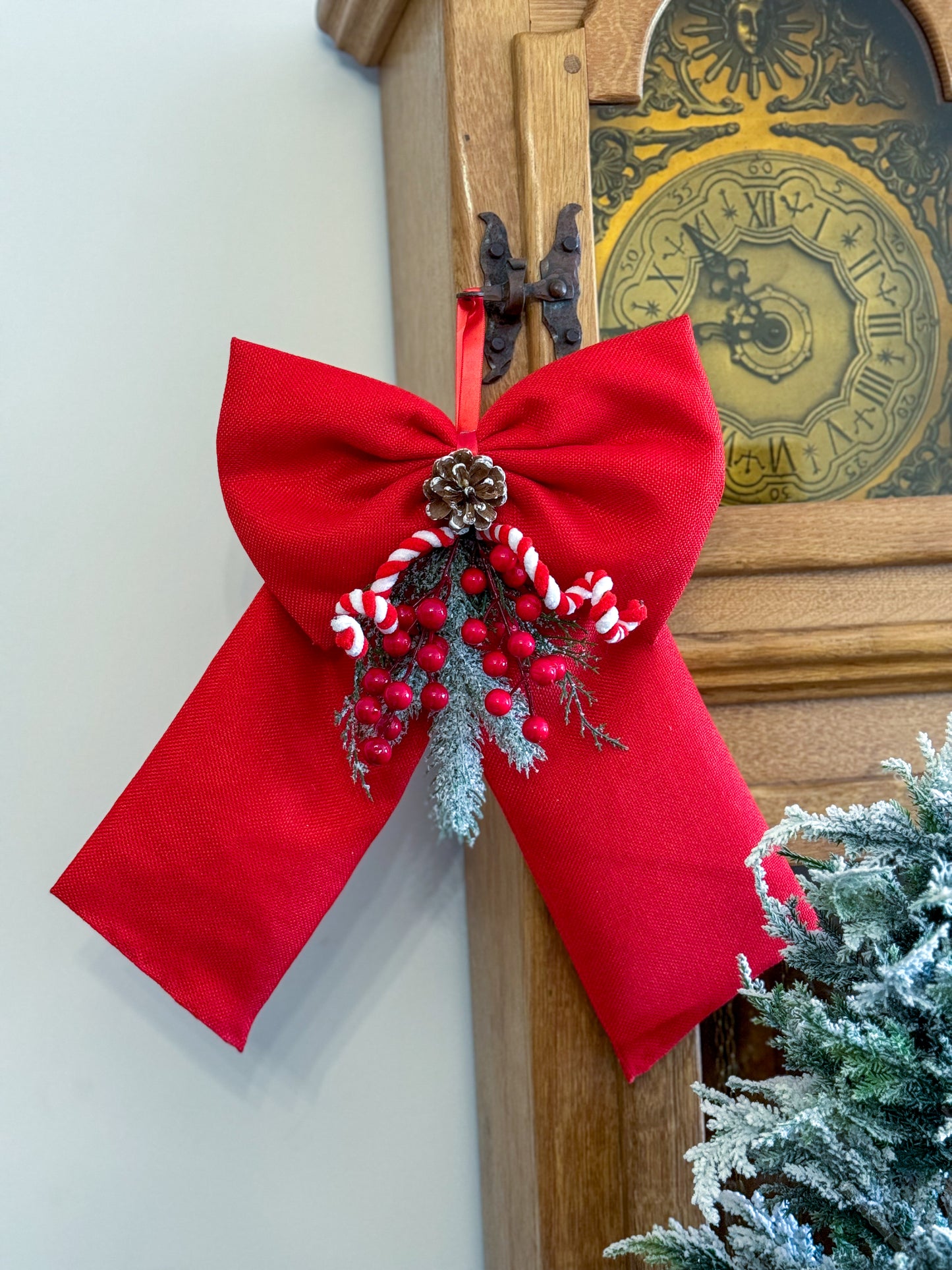 Handmade Large Red Christmas Ribbon - Tree