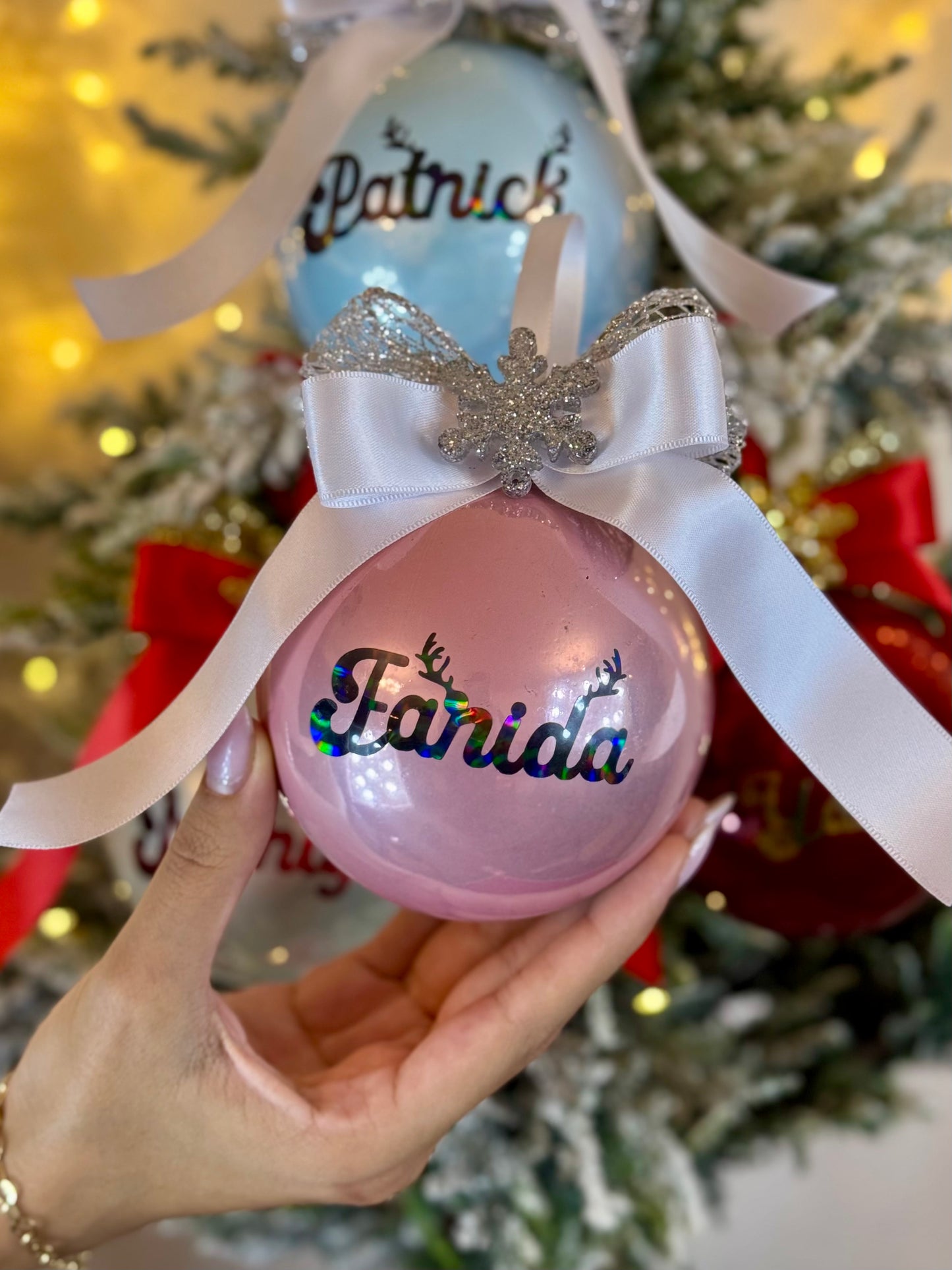 Personalized Christmas Bauble - Pink
