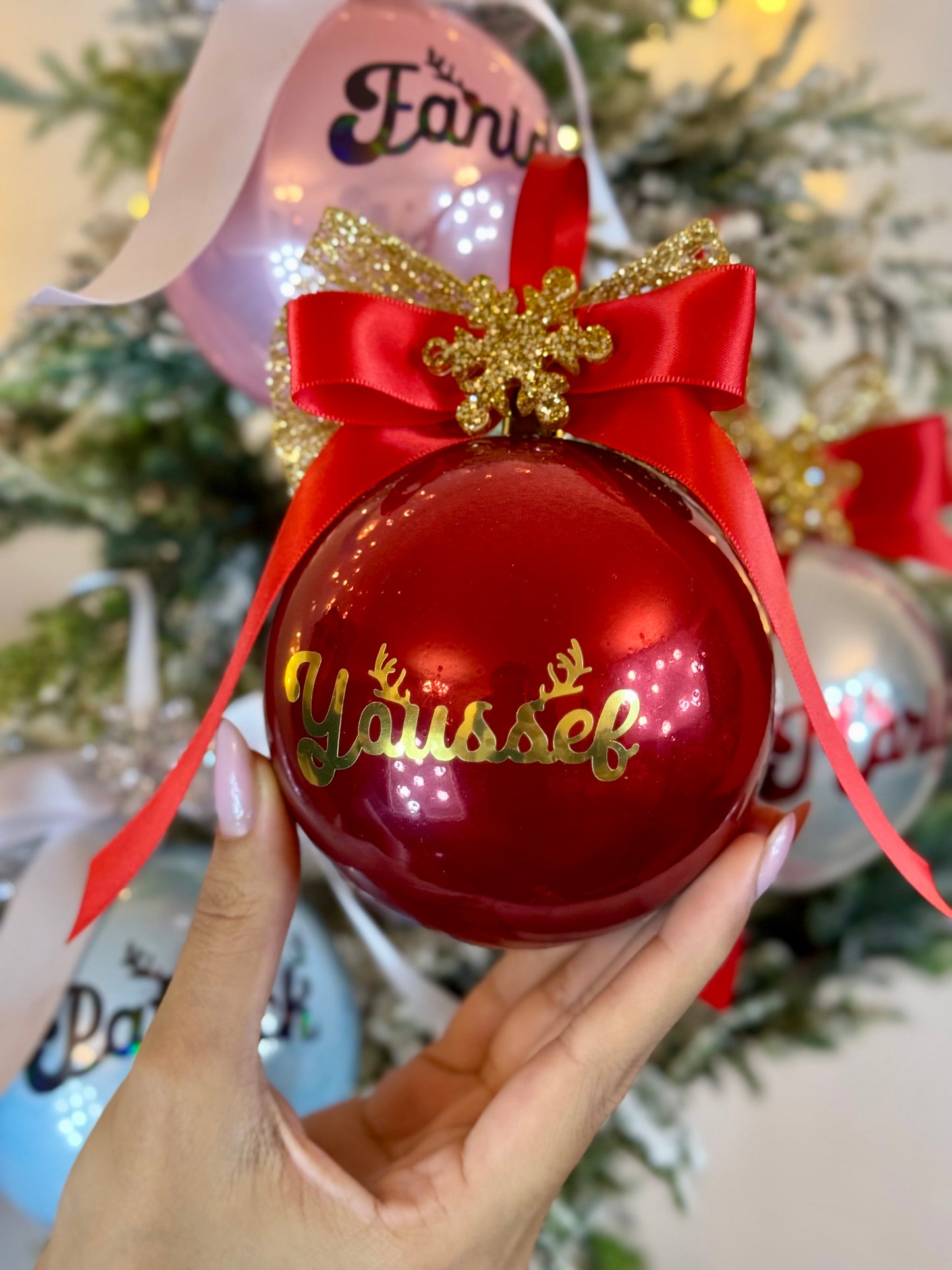 Personalized Christmas Bauble - Red