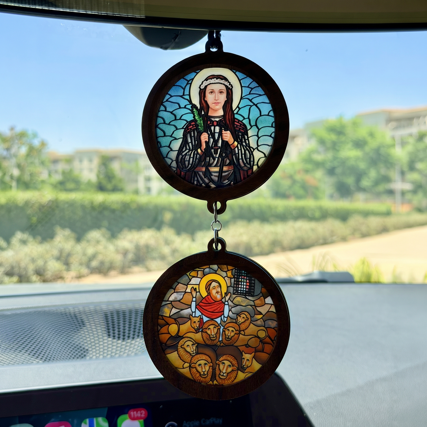 Double Icon Car Pendant
