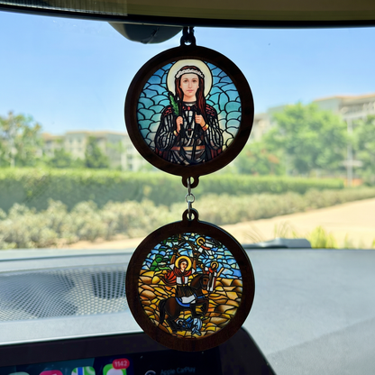 Double Icon Car Pendant