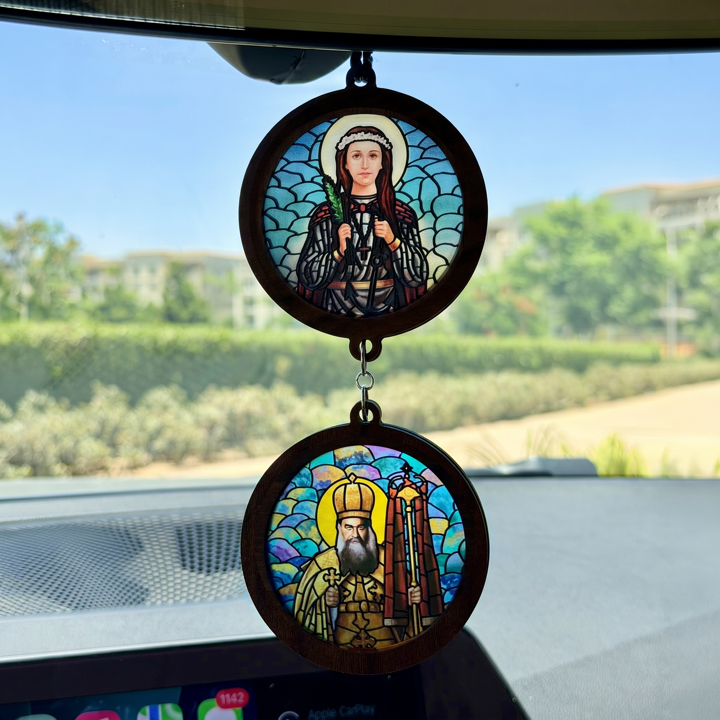 Double Icon Car Pendant