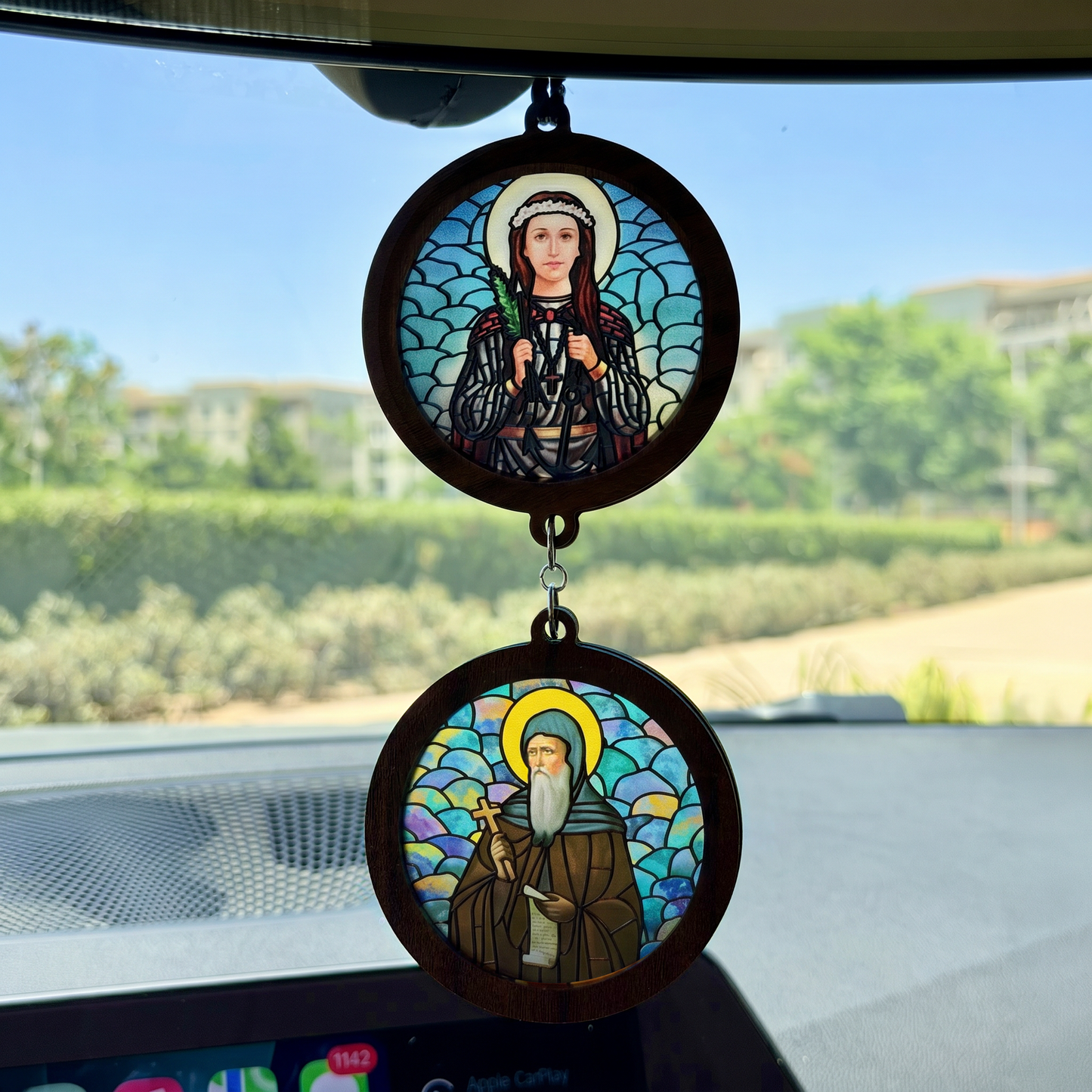 Double Icon Car Pendant