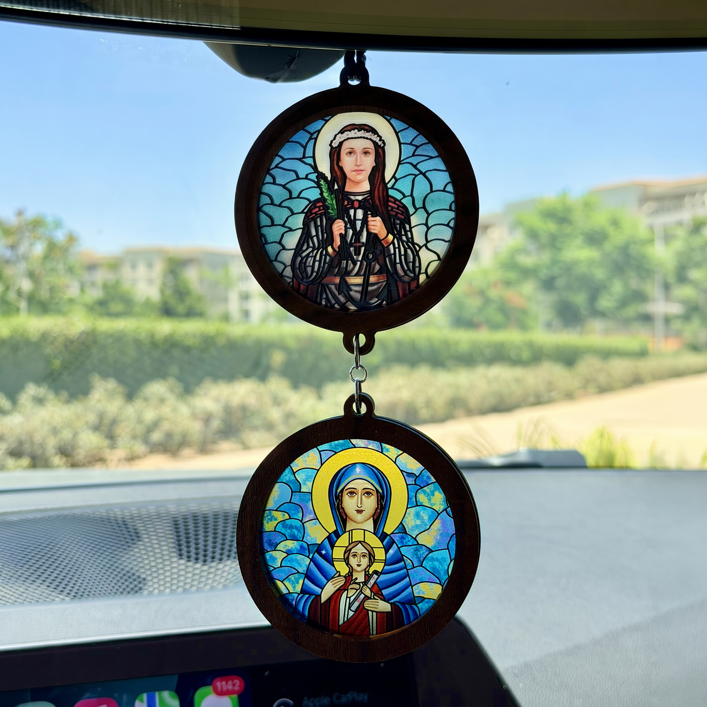 Double Icon Car Pendant