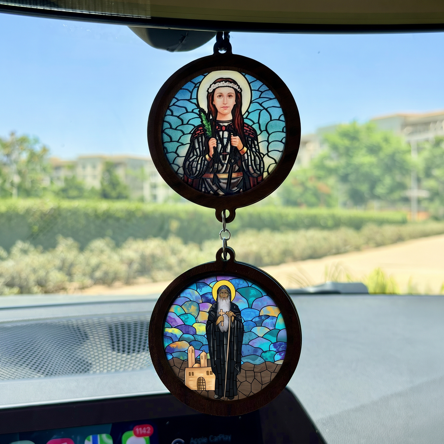 Double Icon Car Pendant