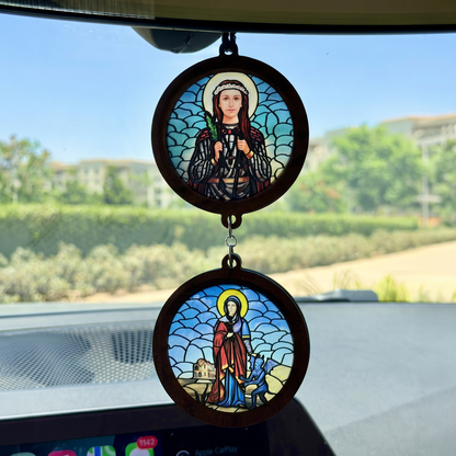 Double Icon Car Pendant