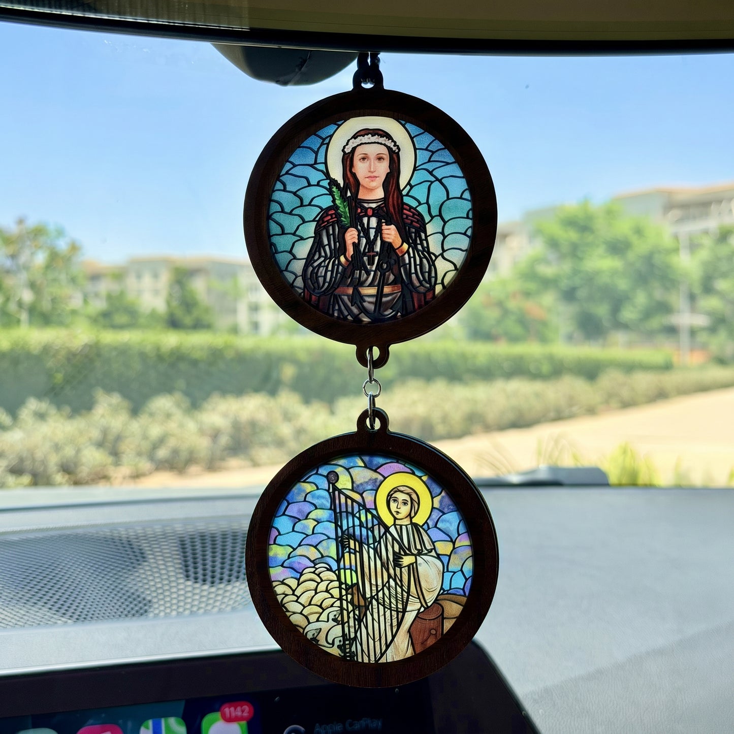 Double Icon Car Pendant