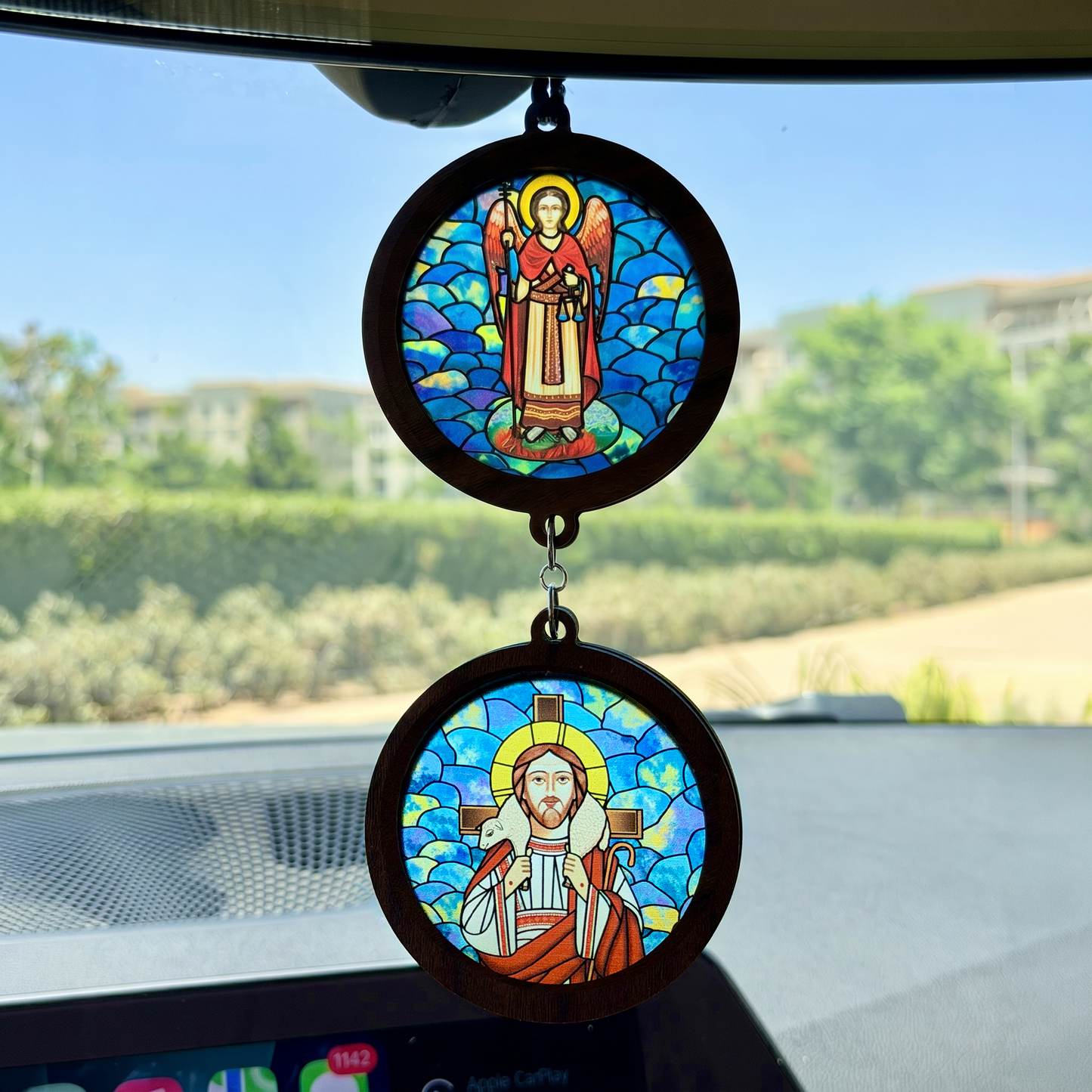 Double Icon Car Pendant