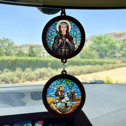 Double Icon Car Pendant