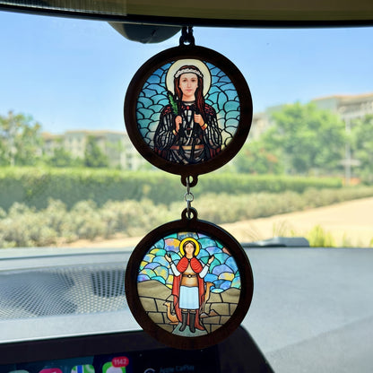 Double Icon Car Pendant