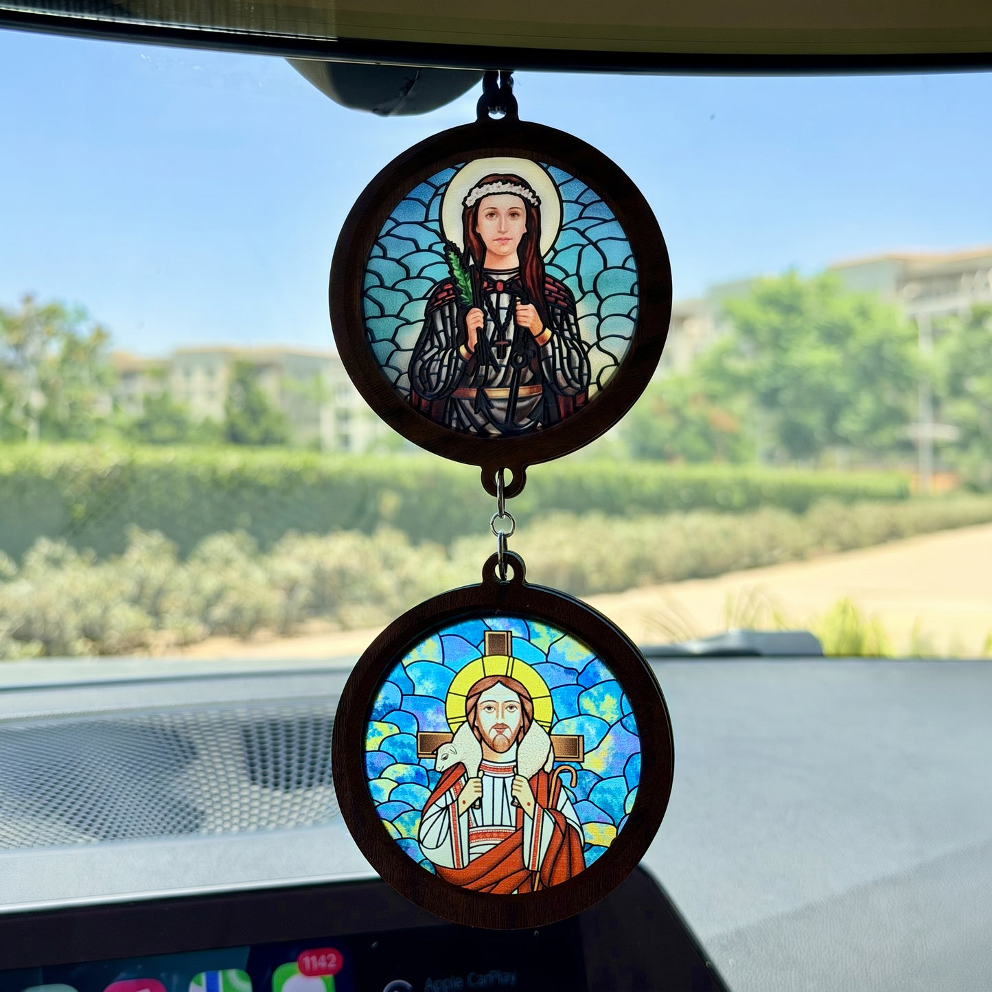 Double Icon Car Pendant