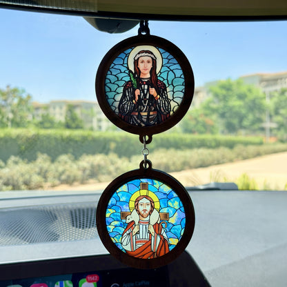 Double Icon Car Pendant