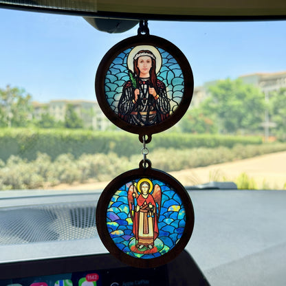 Double Icon Car Pendant