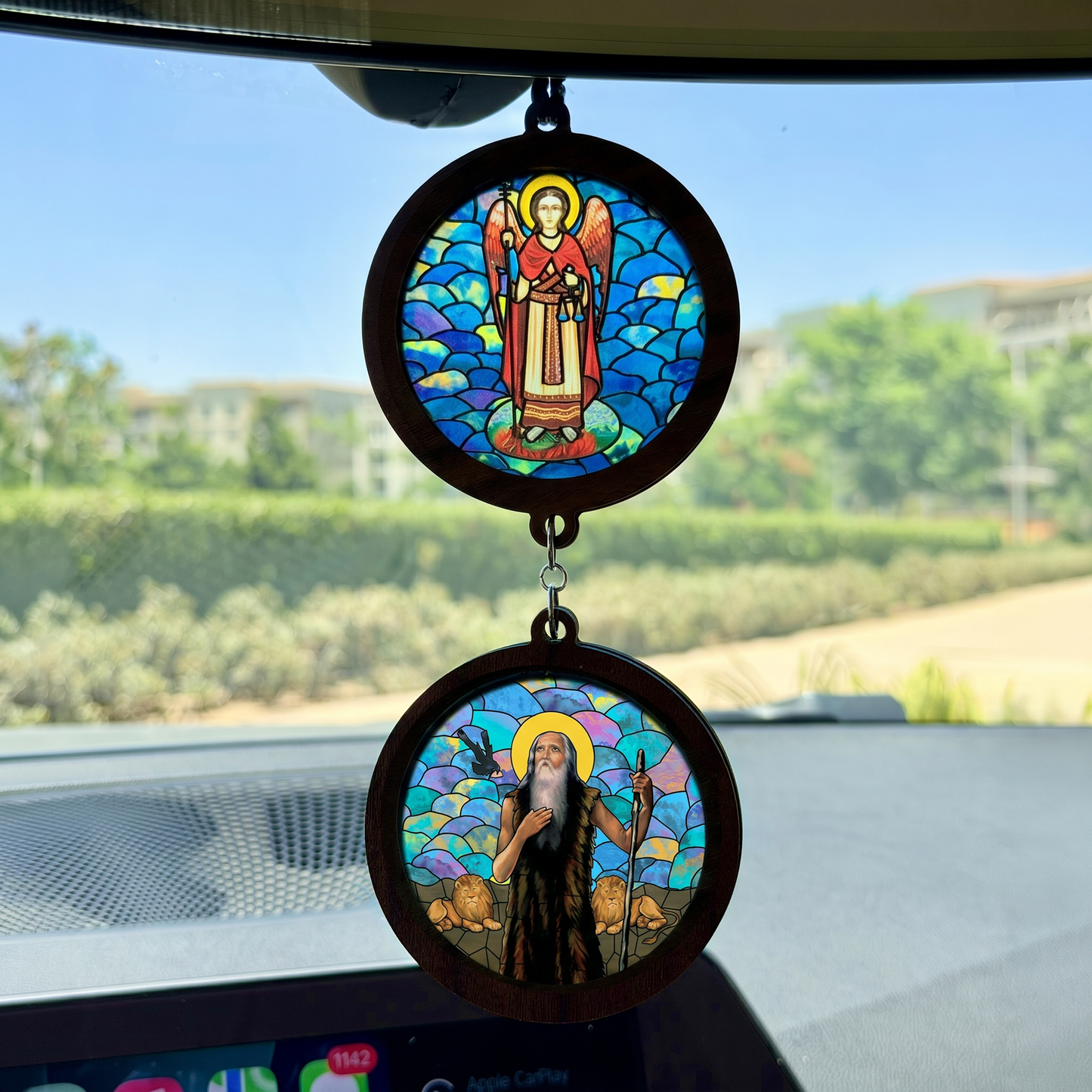 Double Icon Car Pendant