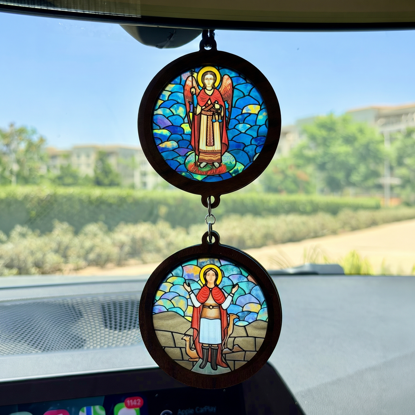 Double Icon Car Pendant