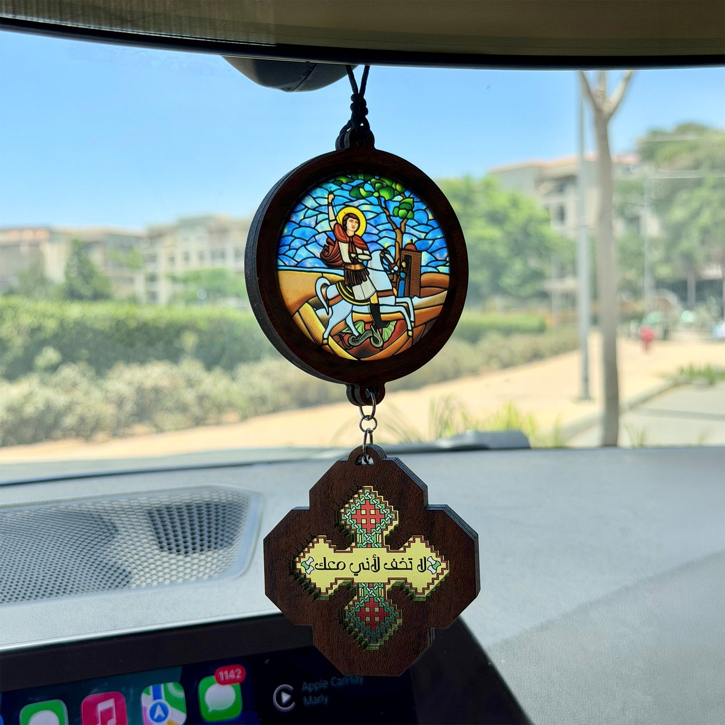 Choose an Icon & (لا تخف لأني معك) Iota Cross Car Pendant