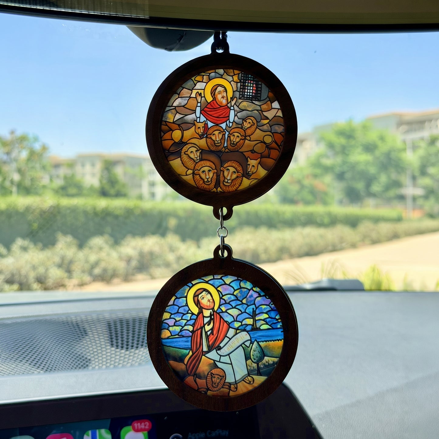 Double Icon Car Pendant