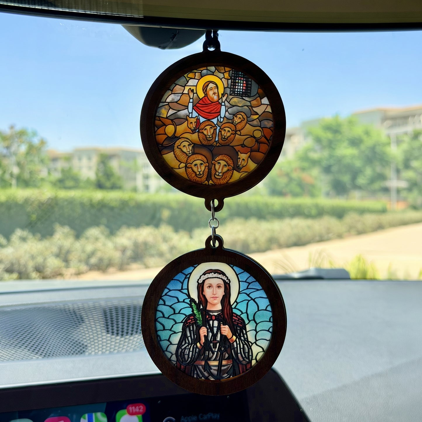 Double Icon Car Pendant