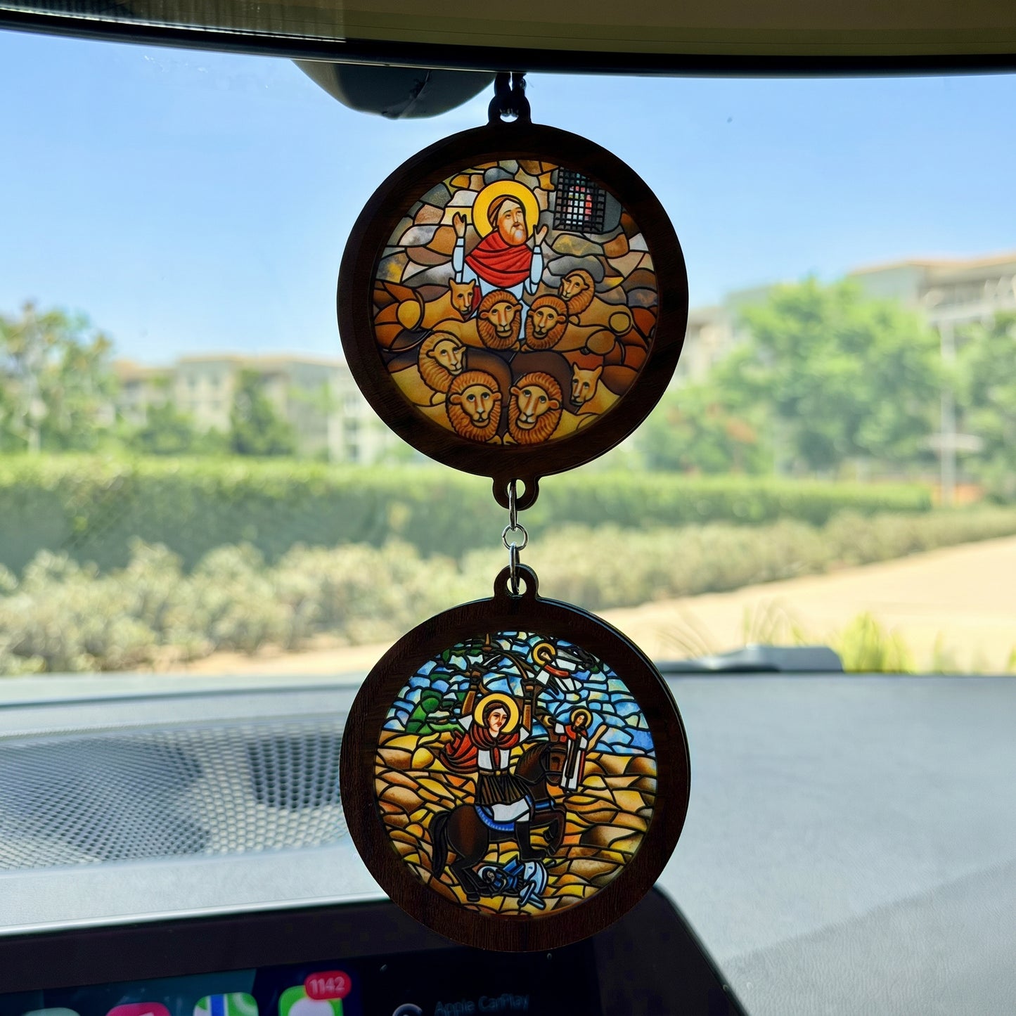 Double Icon Car Pendant