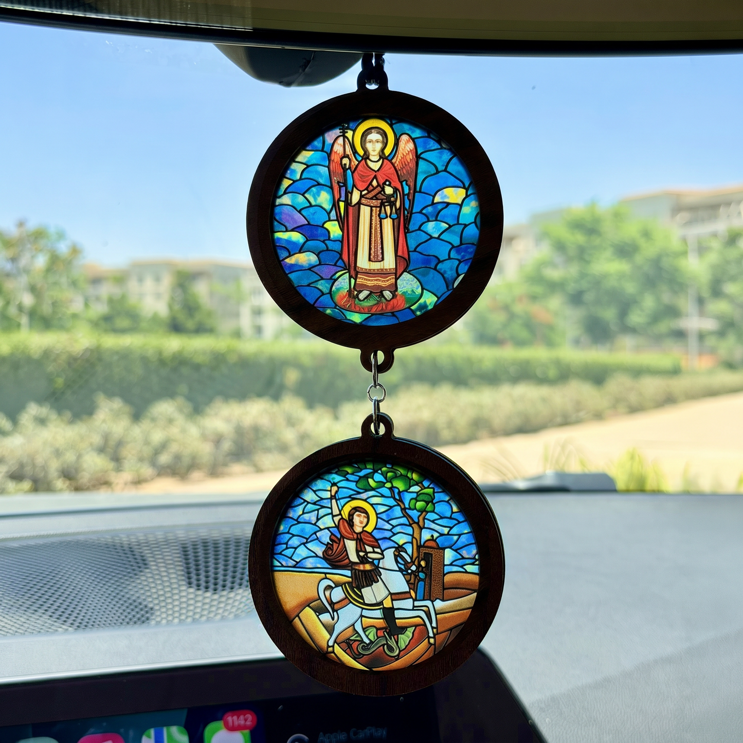 Double Icon Car Pendant