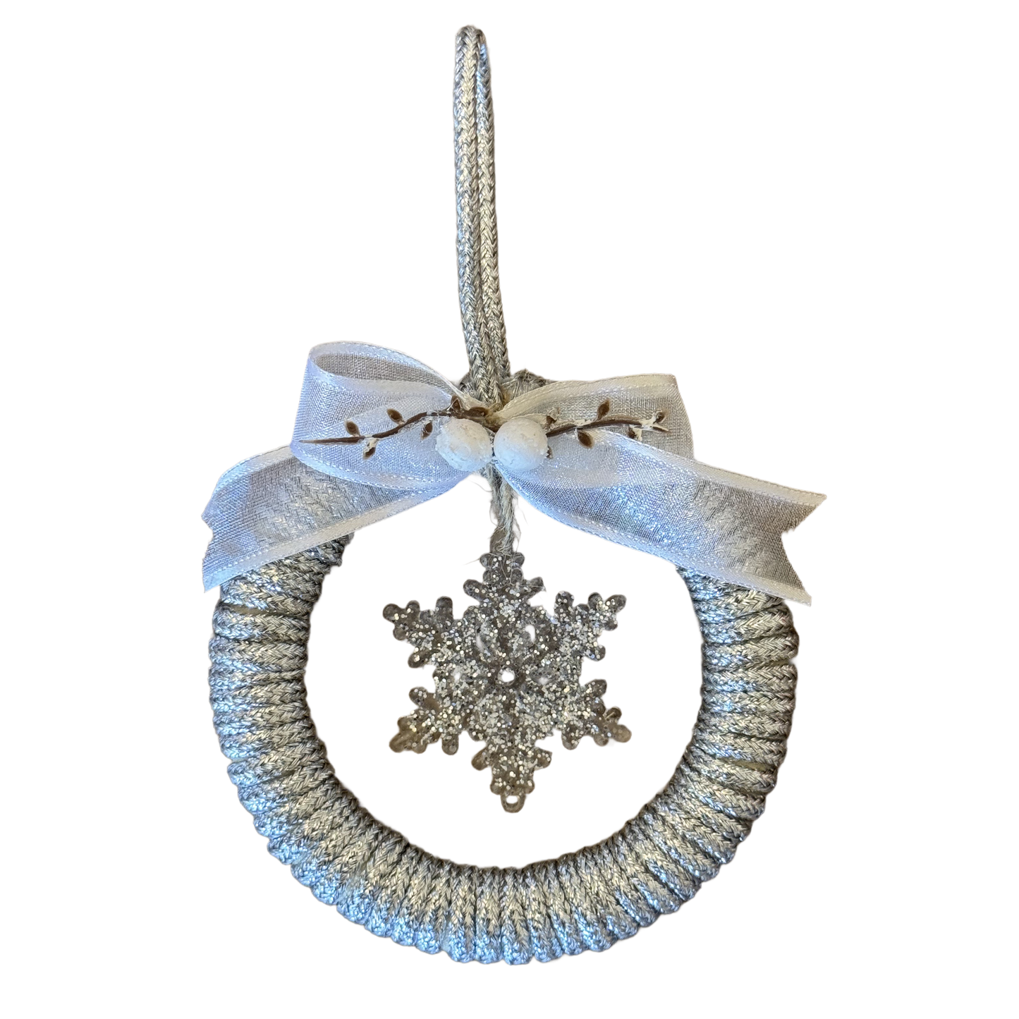 Handmade Silver Christmas Tree Ornament - Wreath - Snowflake