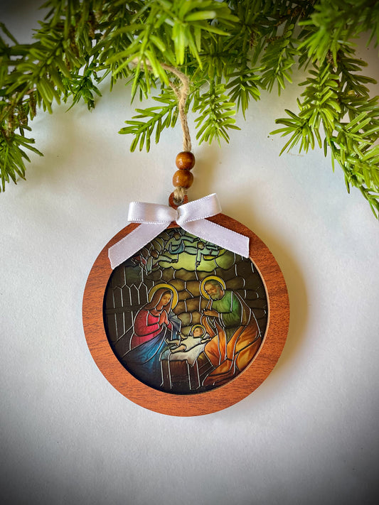 Nativity 3 - Embossed Glass Ornament