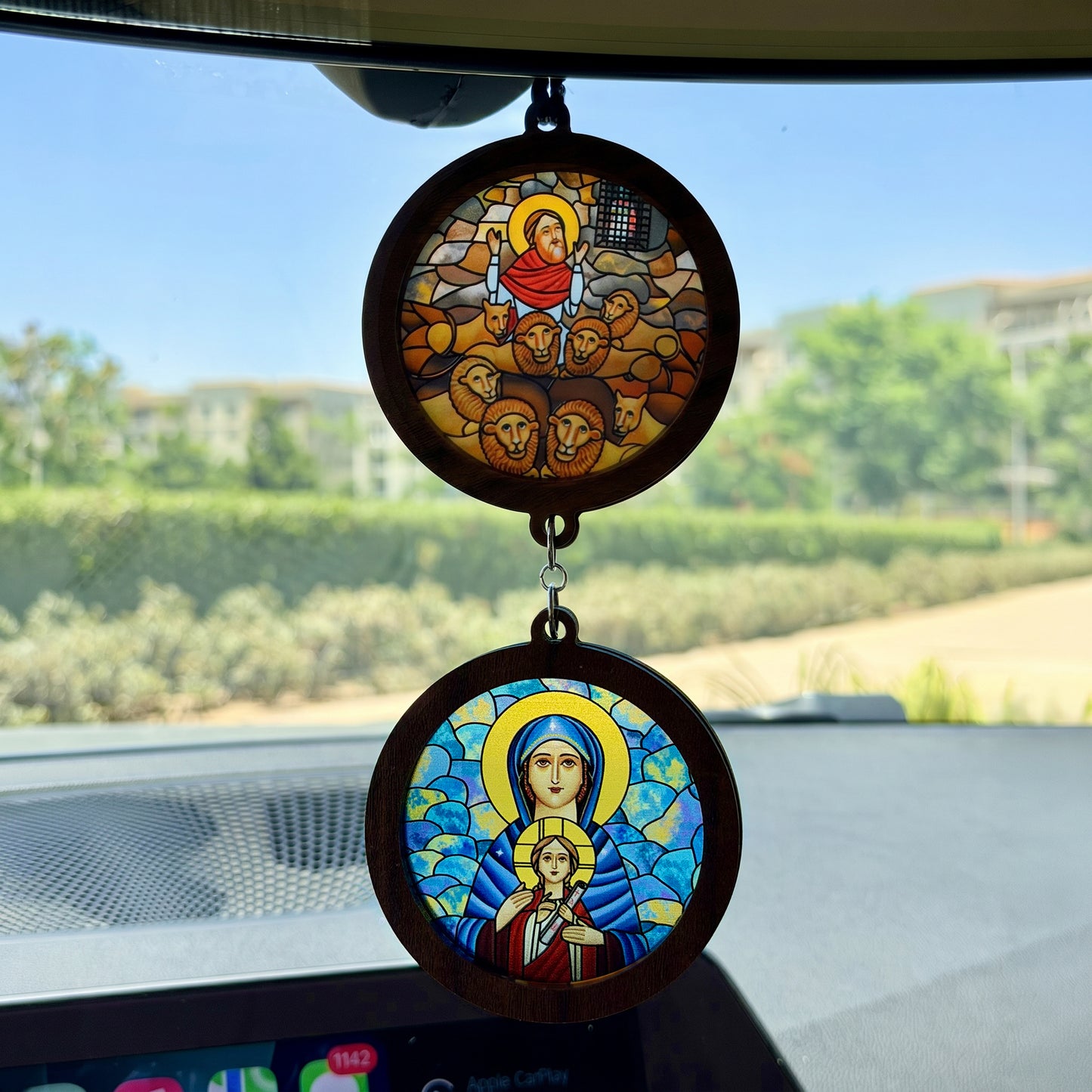 Double Icon Car Pendant
