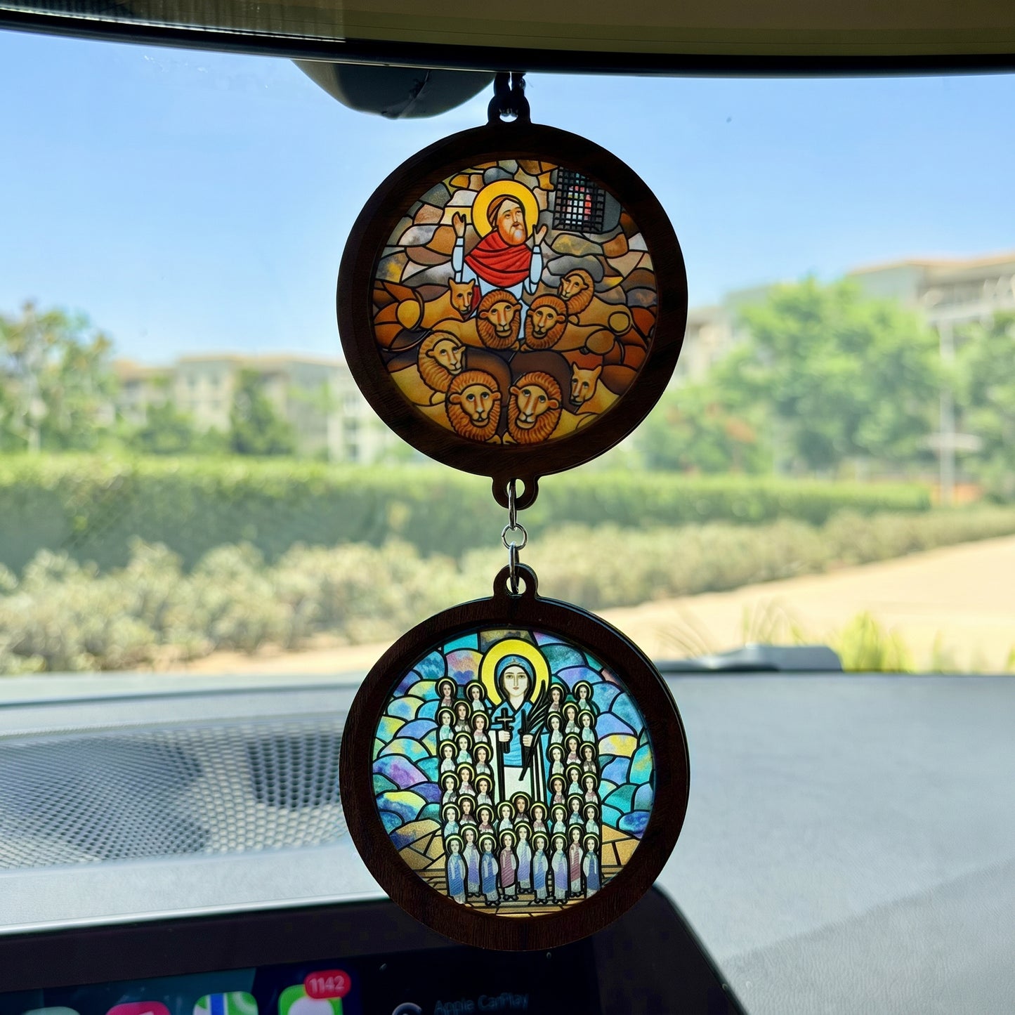 Double Icon Car Pendant