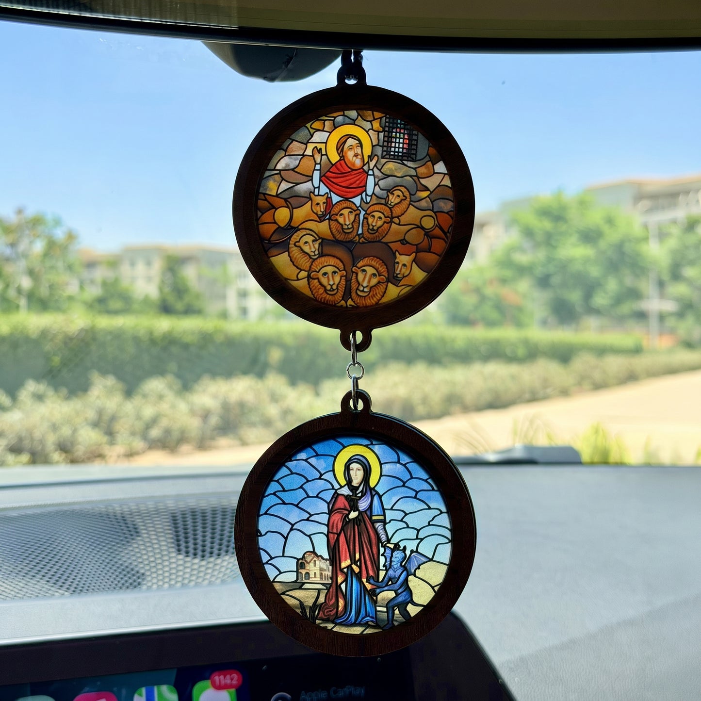 Double Icon Car Pendant