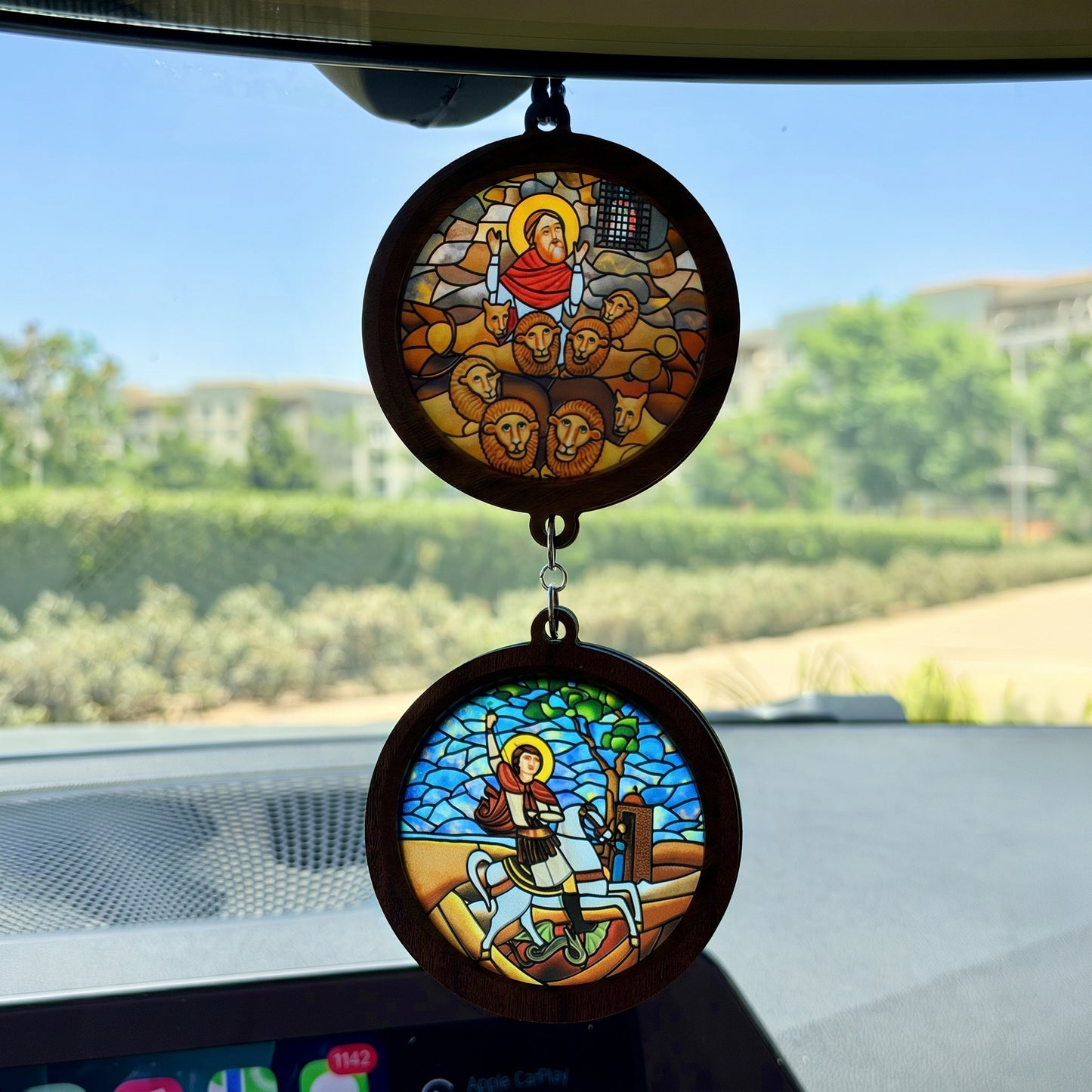 Double Icon Car Pendant