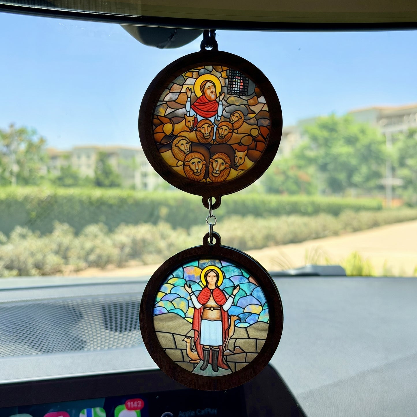 Double Icon Car Pendant