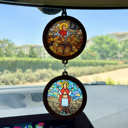 Double Icon Car Pendant