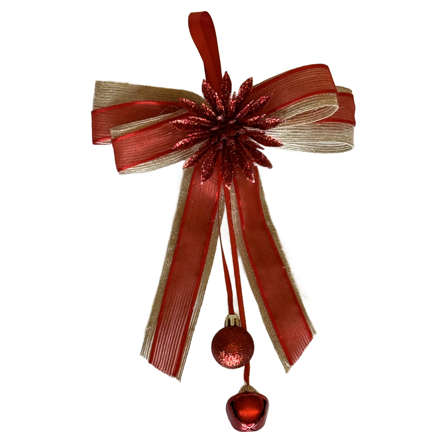 Handmade Small Red Christmas Ribbon Ornament