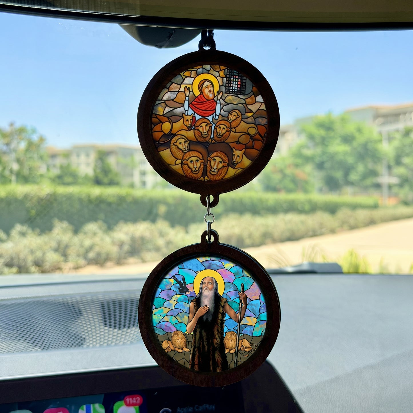 Double Icon Car Pendant