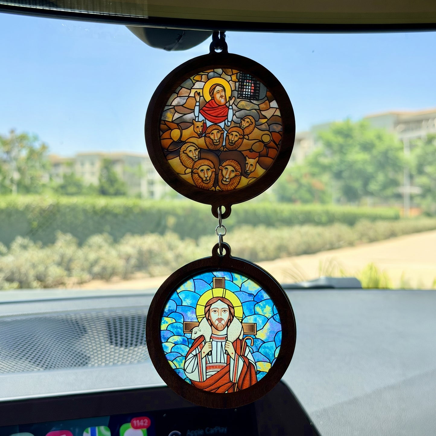 Double Icon Car Pendant