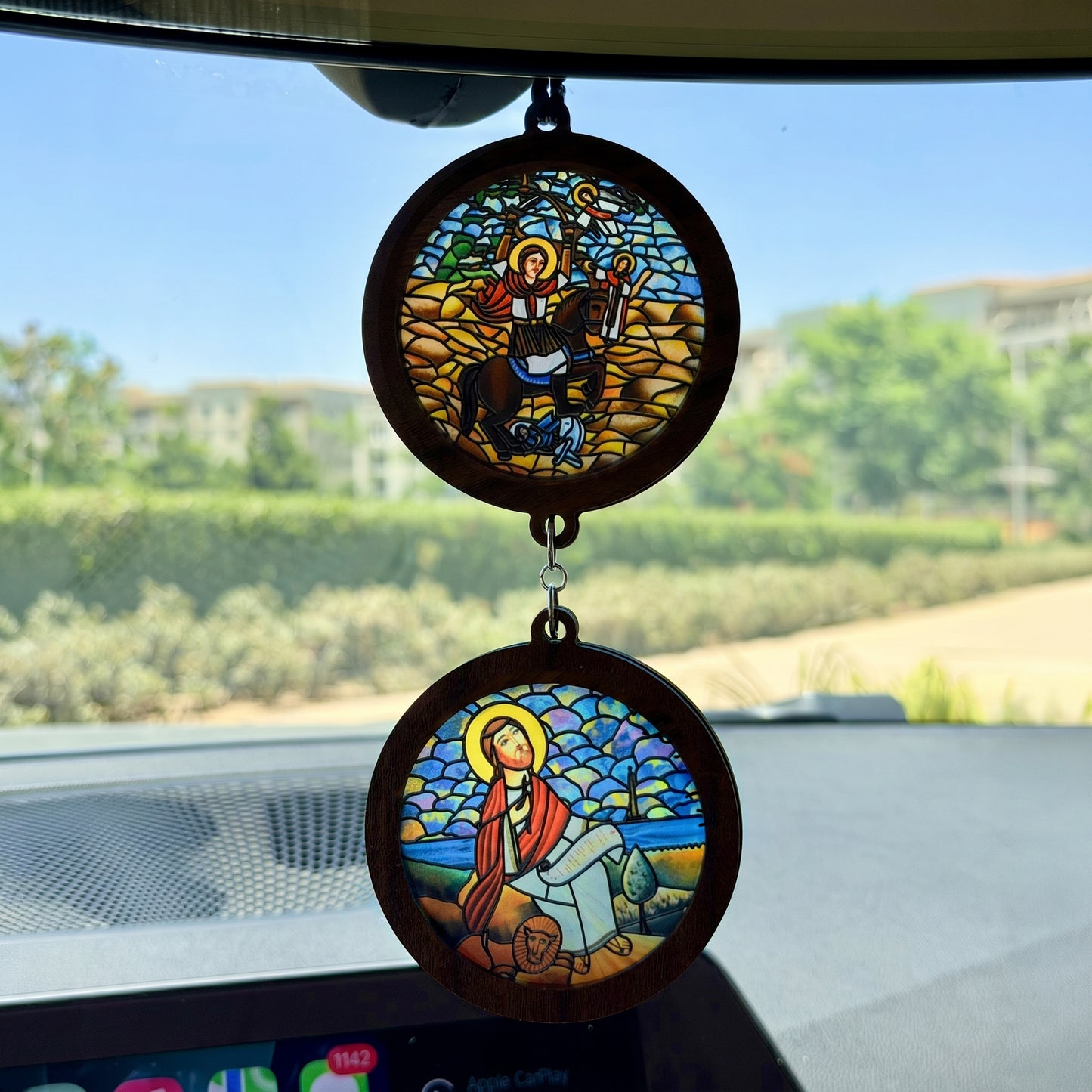 Double Icon Car Pendant