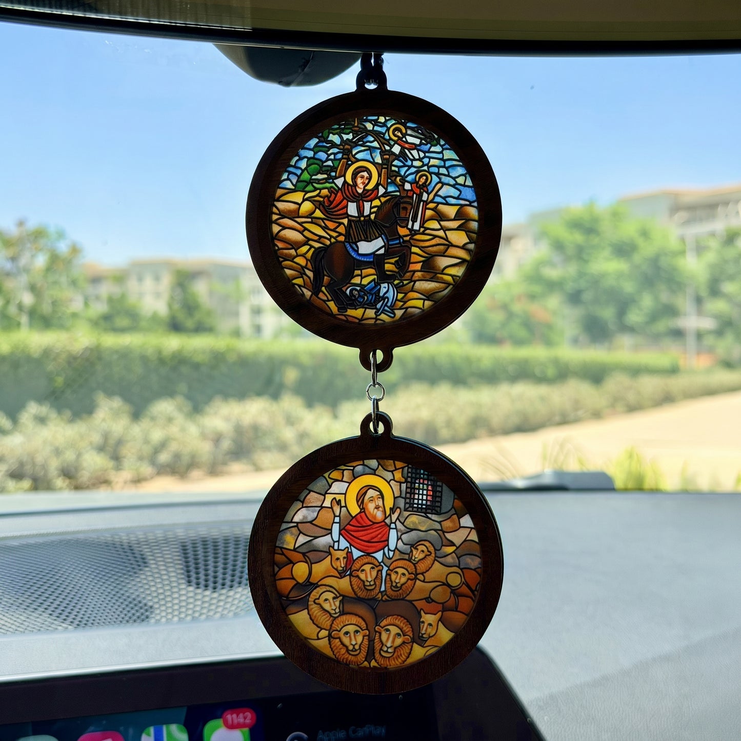 Double Icon Car Pendant