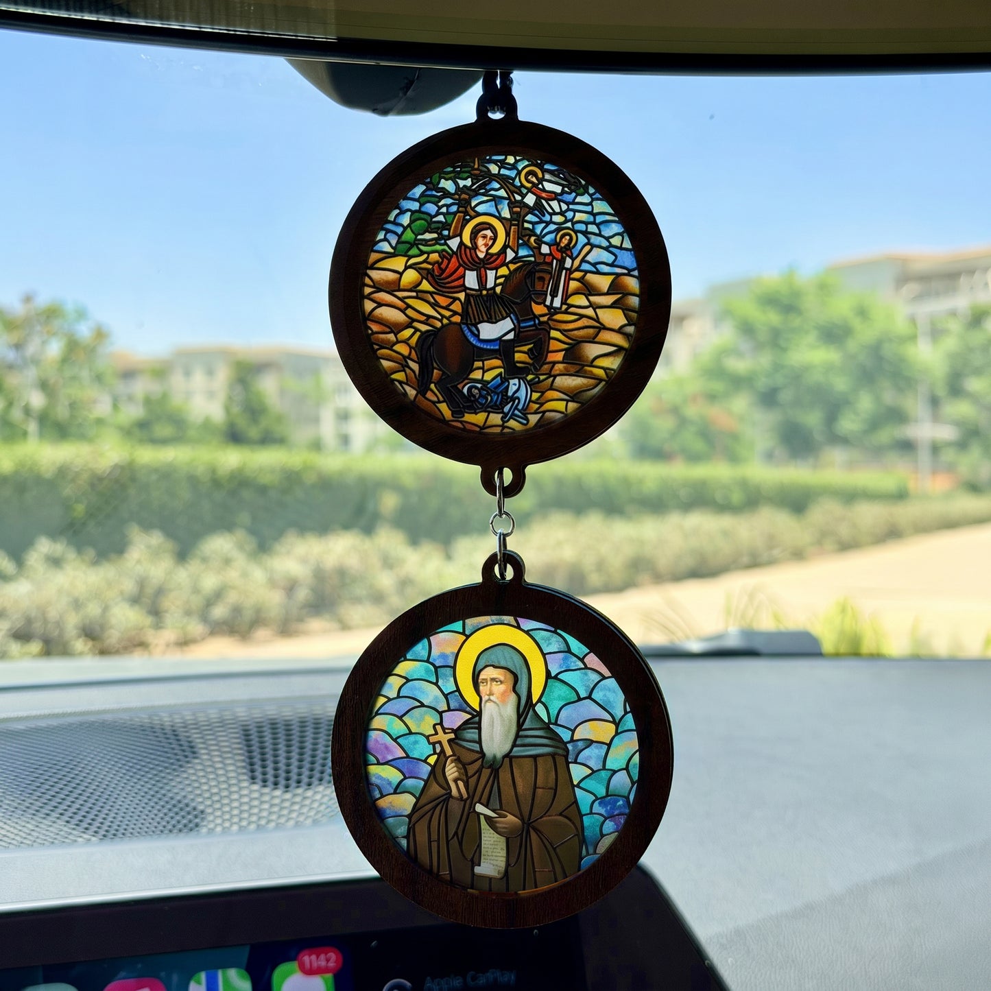 Double Icon Car Pendant