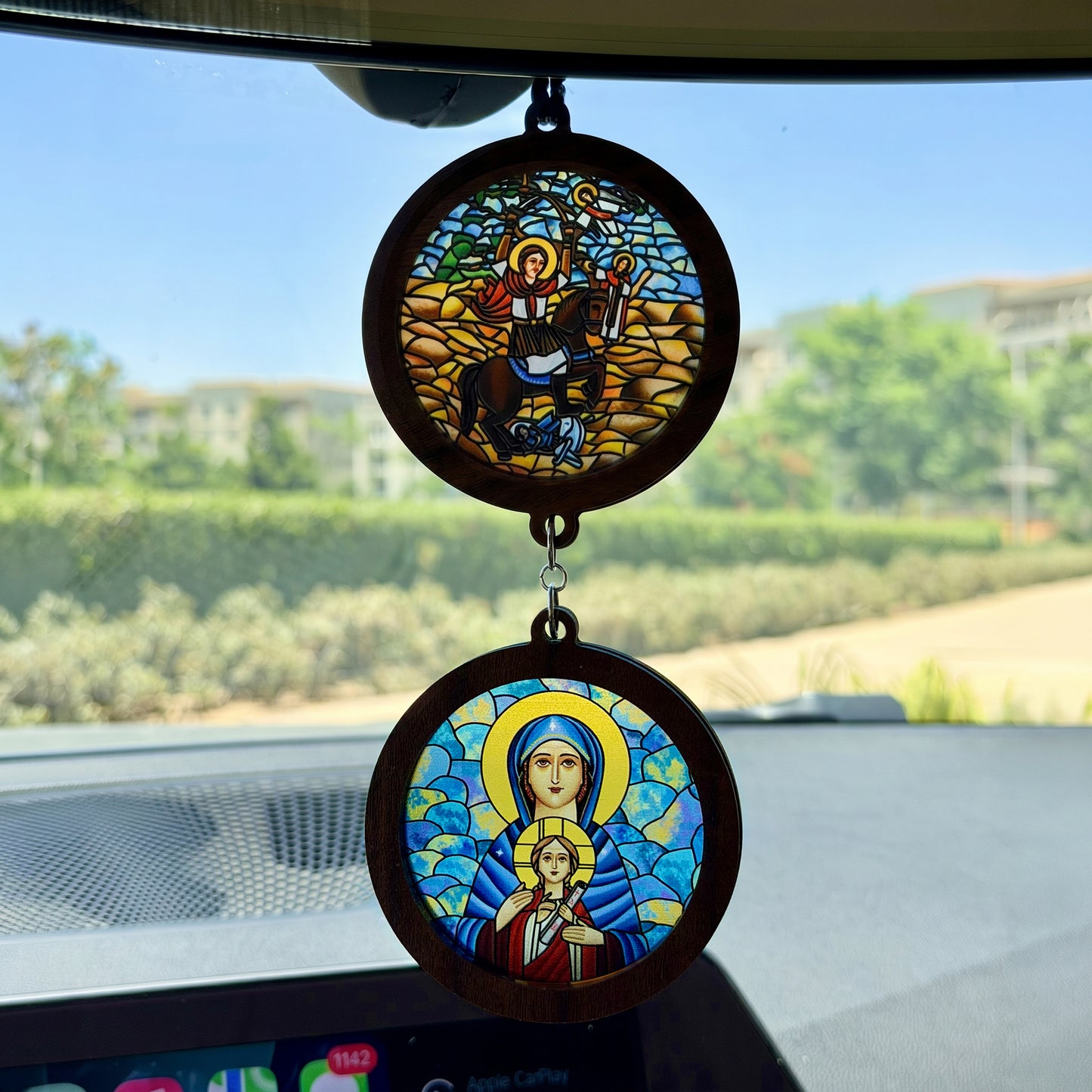 Double Icon Car Pendant