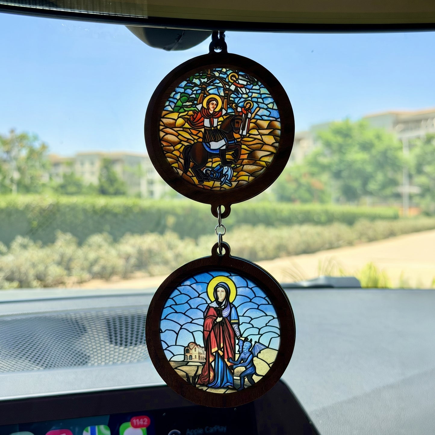 Double Icon Car Pendant