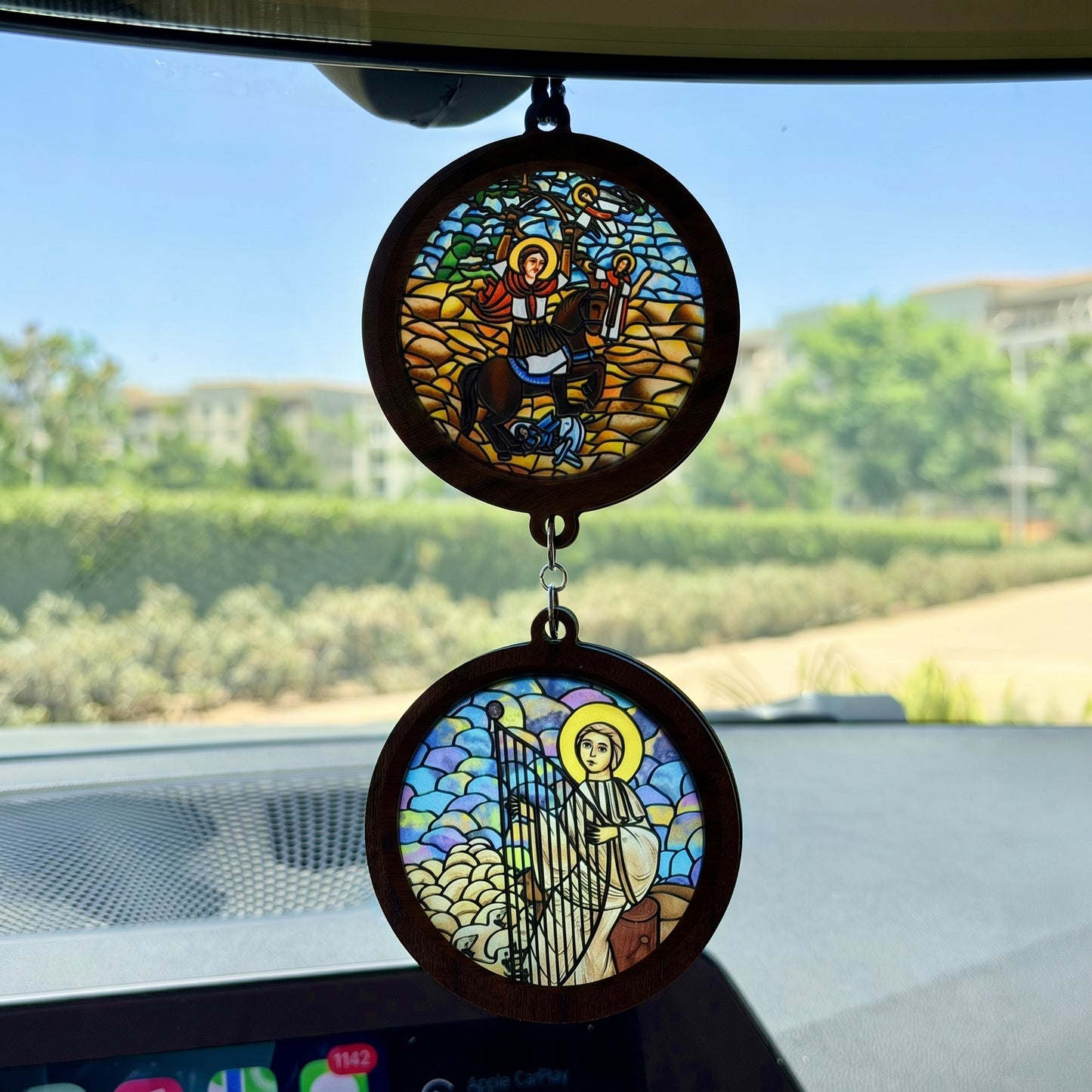 Double Icon Car Pendant
