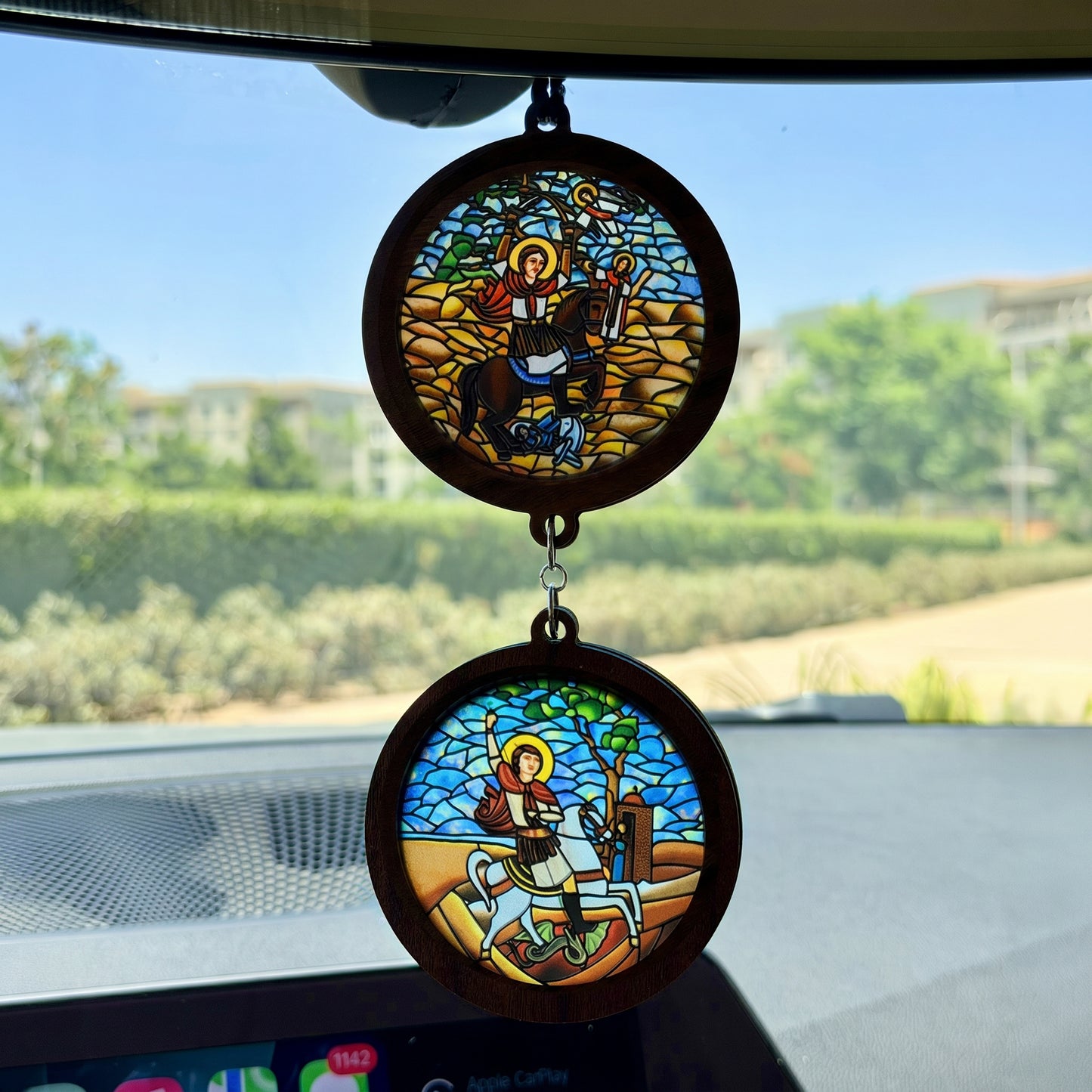 Double Icon Car Pendant