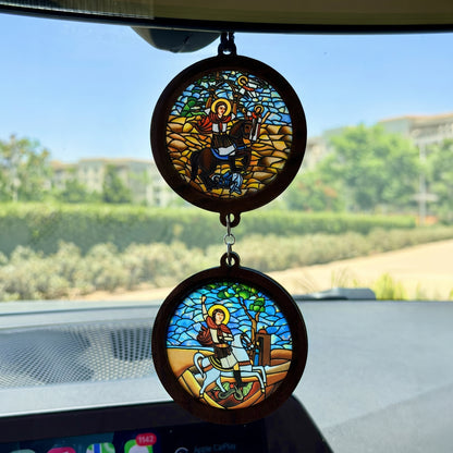 Double Icon Car Pendant