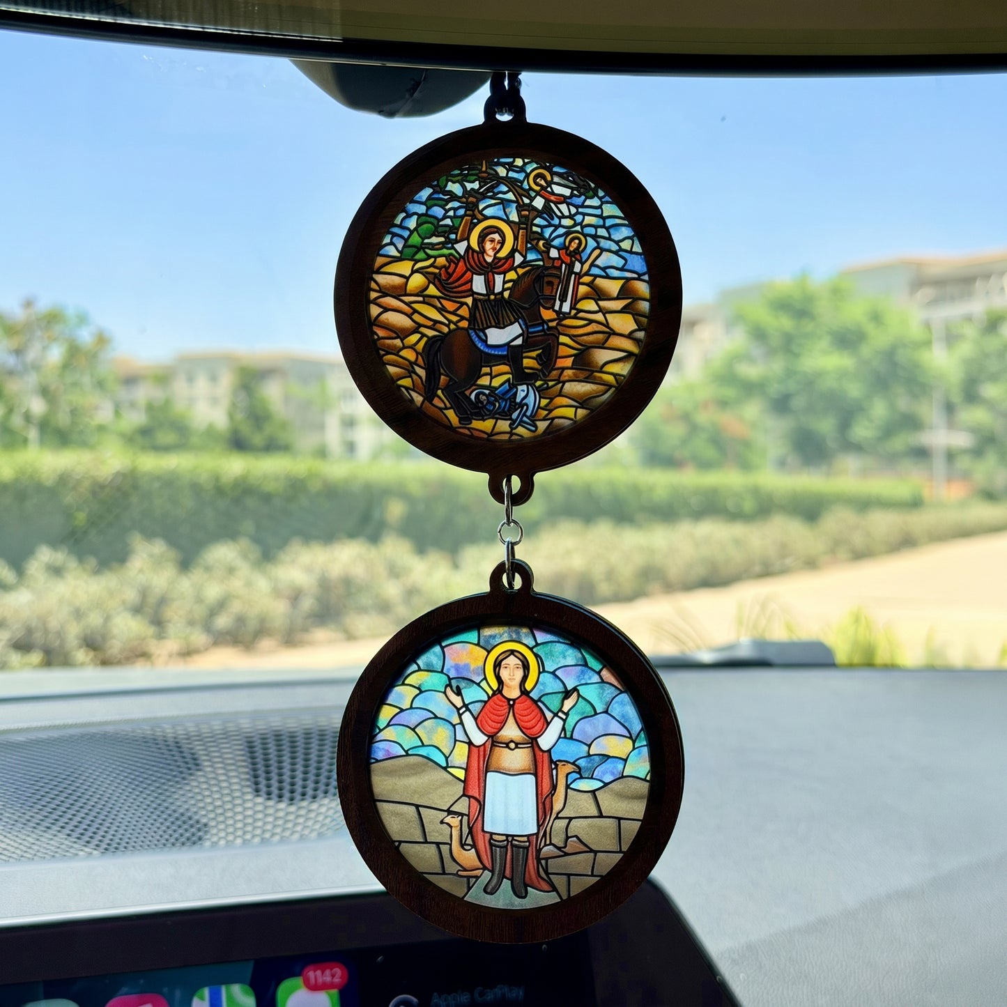 Double Icon Car Pendant