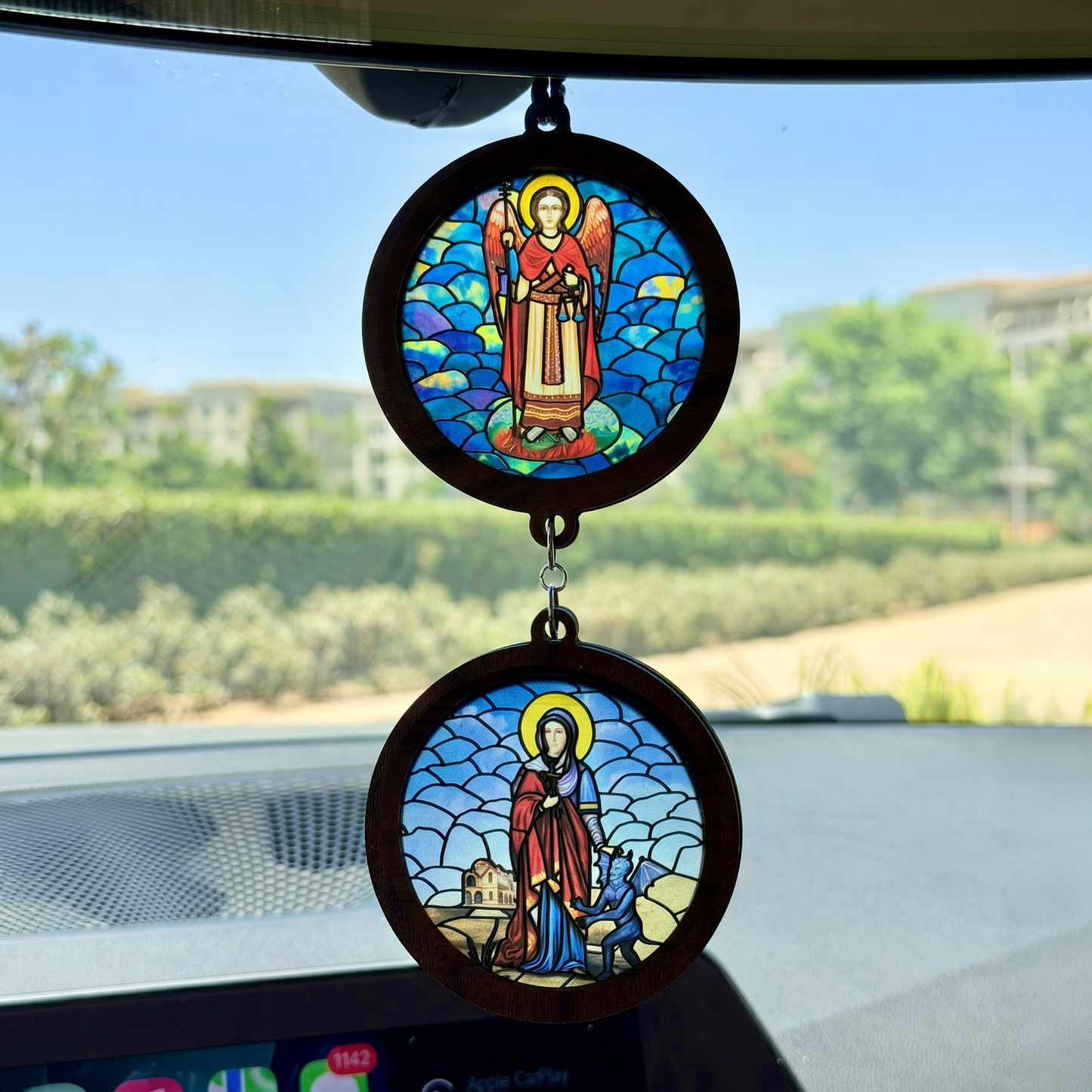 Double Icon Car Pendant