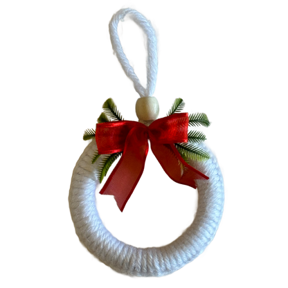 Handmade White Christmas Tree Ornament - Wreath