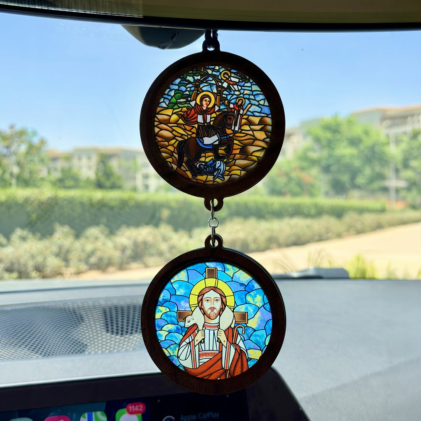 Double Icon Car Pendant