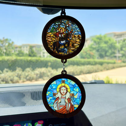 Double Icon Car Pendant