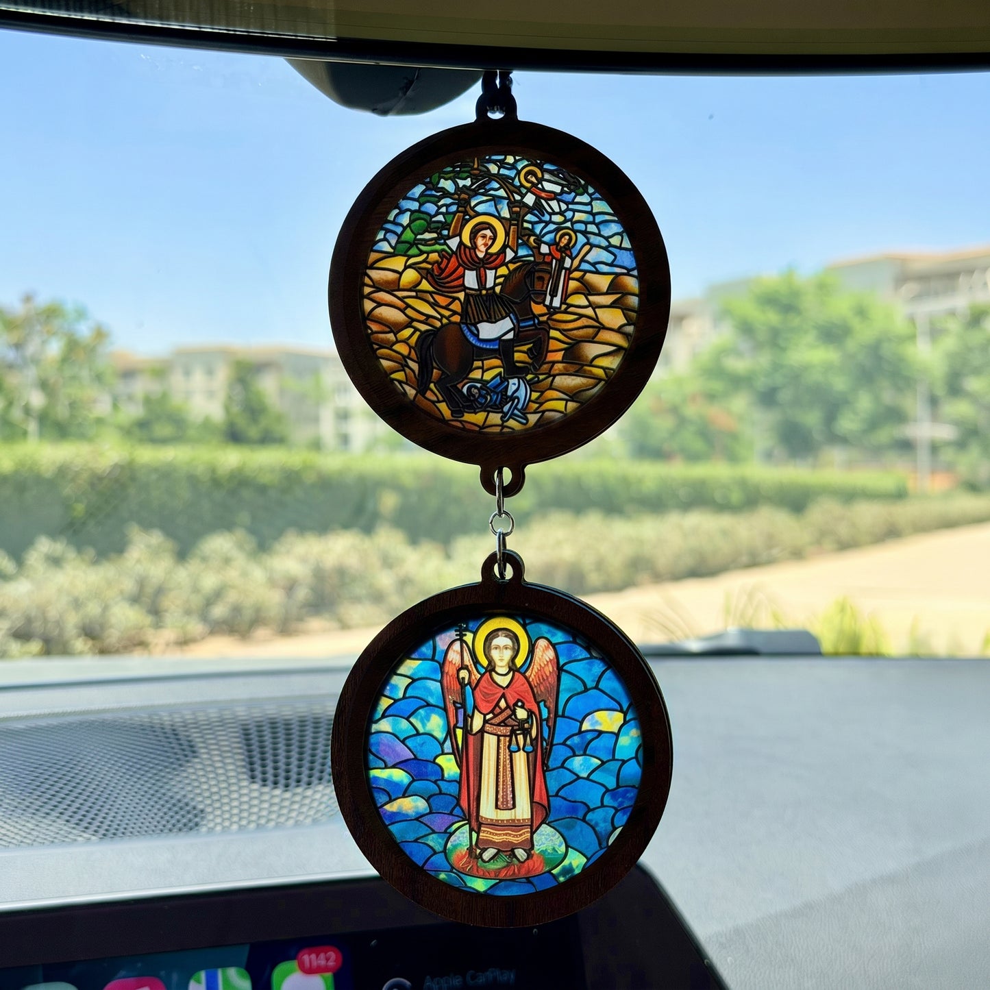 Double Icon Car Pendant