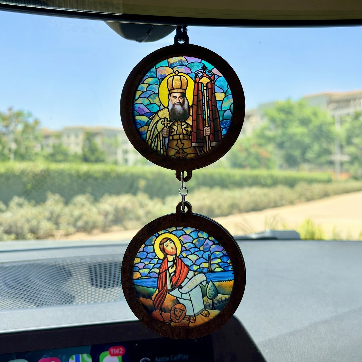 Double Icon Car Pendant